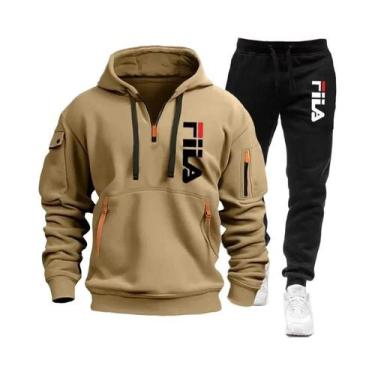 Imagem de Conjunto De Moletom Com Capuz E Calças Casuais Para Homens Outono/Inve