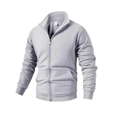 Imagem de Jaqueta Masculina De Manga Longa Com Zíper, Cor Sólida, Quente Para O 