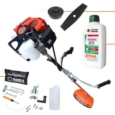 Imagem de Roçadeira Terra Profissional GRHB-430 Á Gasolina 2T 43cc 1,7Hp 12.000RPM Com Eixo Bipartido Desmontável e de Fácil Transporte + ÓLEO CASTROL STIHL 2T