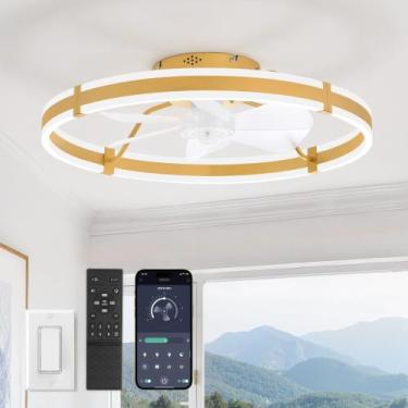 Imagem de Ventilador de Teto ZMISHIBO 24" com Luz LED, Controle Remoto, 6 Veloci