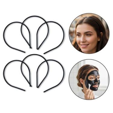 Imagem de Kit 12 Tiara de Cabelo Arquinho Sem Dente Plástico 6mm Preto Acessório