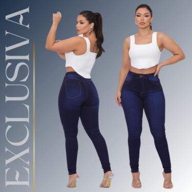 Imagem de Calça Jeans Skinny Feminina Carbono Cintura Alta Com Elastano Modelado