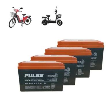 Imagem de Kit 4 Baterias Bike Elétrica Pulse 12v 15ah Alta Performace