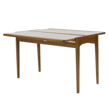 Imagem de Mesa Aparador Extensível Seixas 106cm Vidro Branco Amêndoa - Nacional 