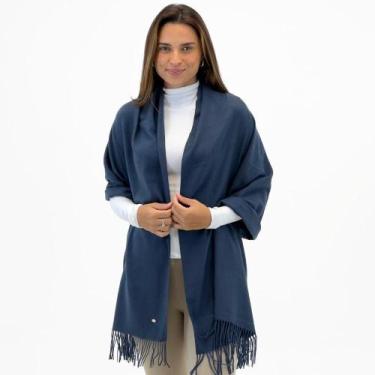 Imagem de Cachecol Alpelo em Lã com Franjas Feminino, UN, Navy