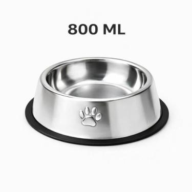 Imagem de Comedouros Inox Antiderrapante para Cães e Gatos Kit 2 Unidades  Pote 