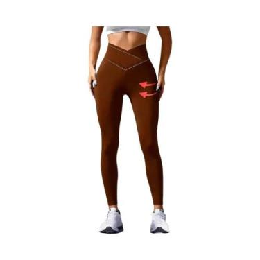Imagem de Calças De Yoga Esportivas plus Size De Cor Sólida Com Cintura Cruzada 