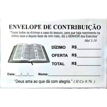 Imagem de Envelope De Dízimo E Oferta Pacote C/100 Unidades BRANCO -  maranata