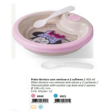 Imagem de Prato Térmico Infantil Minnie Colheres Ventosa Livre De Bpa