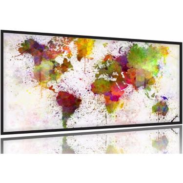 Imagem de Quadros Decorativos Mapa Pintura Tinta 130x60 Moldura Preta 2x2