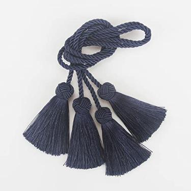 Imagem de 1 par Cortina de borla Acessórios de quarto Suporte de cortina Fivela Corda Tecido Feito À Mão Borla Bandagem Decoração de Casa, Marinho