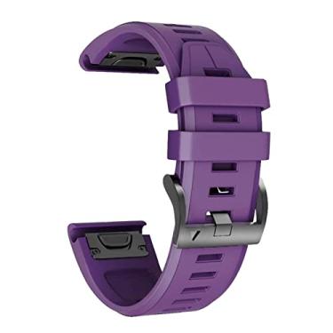 Imagem de GANYUU 26 22mm Pulseira de Silicone para Garmin Fenix 6X 6Pro Relógio Liberação Rápida Pulseira de Ajuste Fácil para Fenix 5X 5Plus Acessórios (Cor: Roxo, Tamanho: 26mm Fenix 5X 5XPlus)