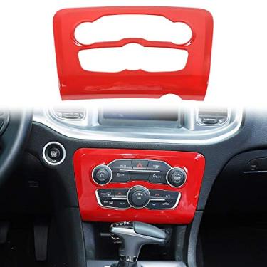 Imagem de Voodonala para carregador de rádio AC CD com acabamento de painel de interruptor para Dodge Charger 2015-2019, ABS vermelho 1 peça