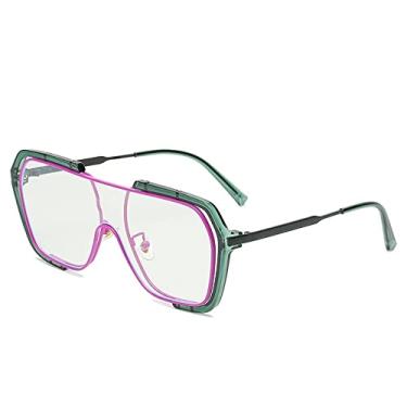 Imagem de Óculos de sol quadrados de armação grande geral, óculos de sol amarelos retrô femininos, proteção uv, tendência masculina, óculos de sol combinados, 3, tamanho único