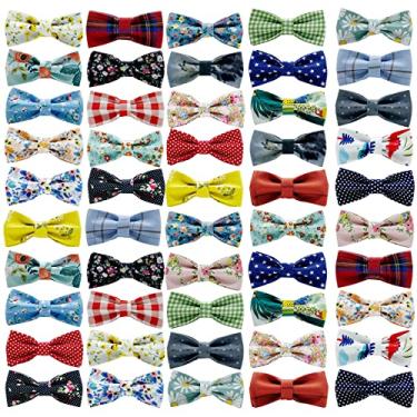 Imagem de Gravatas borboleta para cães, SJANE 50 peças delicadas vários estilos e cores para coleira de cachorro anexo gravatas para coleira de animais de estimação, acessórios para o verão, festas havaianas, casamento, aniversário, ocasiões especiais
