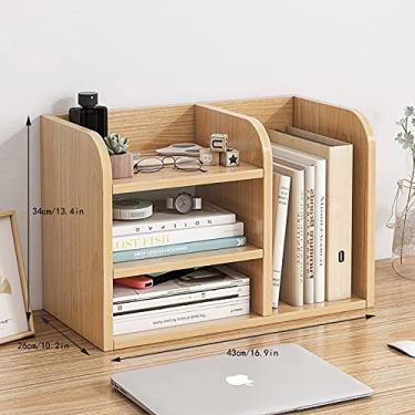 Imagem de KIZQYN Estante de livros simples desktop escritório rack de armazenamento doméstico mesa estudante pequena estante de livros prateleiras de armazenamento multicamadas prateleiras (tamanho: pequeno A)