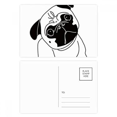 Imagem de Conjunto de cartão postal preto com ilustração de cachorro de desenho animado cartão de agradecimento