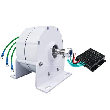 Imagem de Gerador sem engrenagem de ímã permanente 12000W com controlador, alternador trifásico 12V24V48V220V turbina hidro-gerador (branco, com base),48v