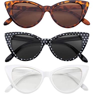 Imagem de Óculos de sol estilosos vintage com proteção UV para gatos, 3 pares