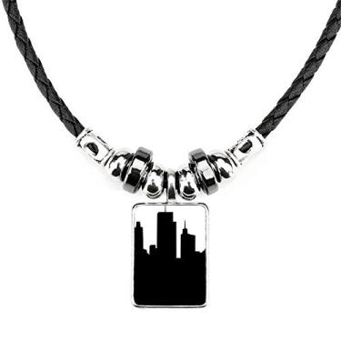 Imagem de DIYthinker Austrália Arranha-céus e Sydney Opera Colar Joias Torque Pingente de corda de couro