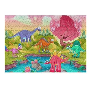 Imagem de Dream Bay Quebra-cabeça de 500 peças para crianças e adultos, grupo de dinossauros divertidos