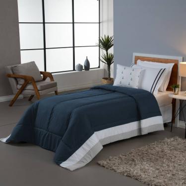 Imagem de Kit Colcha Edredom Infantil Solteiro 4 Peças Âncora Marinho