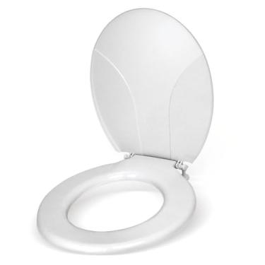 Imagem de Assento Tampa Para Vaso Sanitário Universal Resistente Oval De Plástico Branco