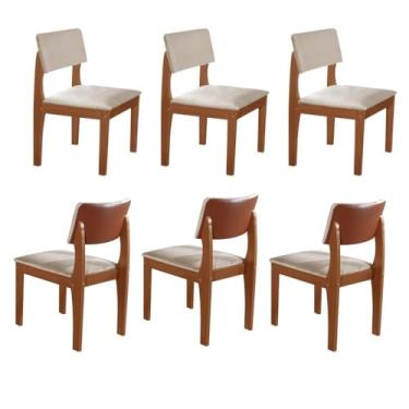 Imagem de Kit 6 Cadeiras para Sala de Jantar Turim Castanho Cinamomo/creme/off White