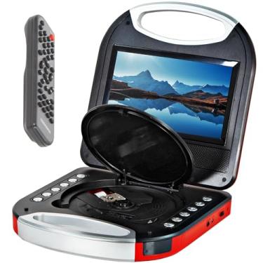 Imagem de Magnavox – DVD Player portátil de 7 polegadas com controle remoto e adaptador de carro, tela TFT, leitor de CD, vermelho