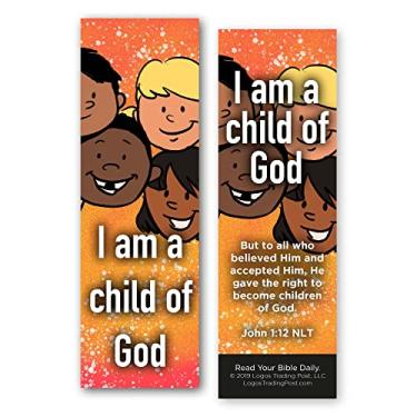 Imagem de Marcador de livro cristão infantil - I am a Child of God | João 1:12 | Pacote com 25