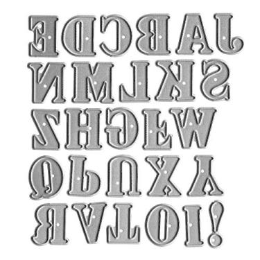 Imagem de 26 matrizes de corte de alfabeto maiúscula, 26 letras em relevo, molde de estêncil, molde para cartões, scrapbook e decoração de cartões de papel DIY