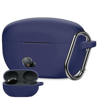 Imagem de INGIDO Capa compatível com Sony WF-1000XM5 com chaveiro, [LED frontal visível] [chaveiro antiperda] capa protetora de silicone macio à prova de choque para acessórios Sony WF-1000XM5 (azul noturno)