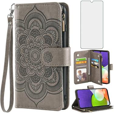 Imagem de Asuwish Capa de telefone para Samsung Galaxy A22 4G 6,4 polegadas capa carteira com protetor de tela de vidro temperado e suporte flip para cartão de crédito celular Gaxaly M32 M22 F22 Galaxies A 22