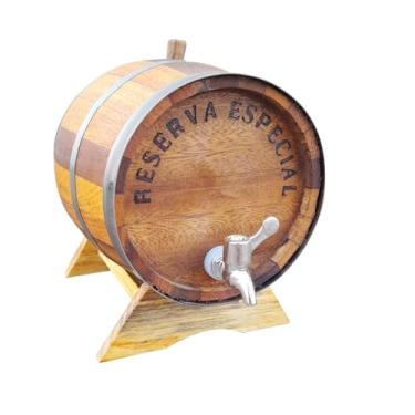 Imagem de Barril Tonel Corote Carvalho Nacional Cachaça Pinga Whisky Vinho Gim Scoth 10 Litros Torneira Luxo