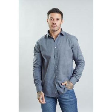 Imagem de Camisa Social Masculina Manga Longa Gola Polo em Algodão-Masculino