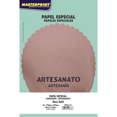 Imagem de Papel Laminado Rose Gold, Masterprint, A4, 250 Gramas, Pacote com 10 Folhas