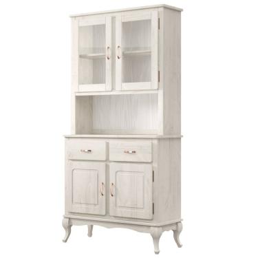 Imagem de Balcão com Arca Oratório em Madeira Maciça 2 Mais 2 Portas Branco Envelhecido