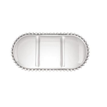 Imagem de Petisqueira Cristal  3 Divisões Oval Pearl 30x15x2cm Wolff