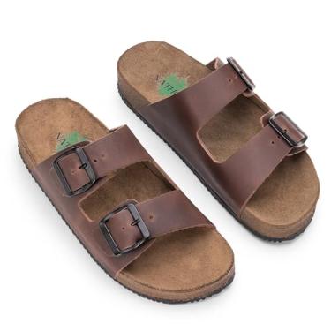 Imagem de Sandália Papete Masculina NATHOS em COURO. (CAFÉ, BR, Adulto, Numérico, 41)