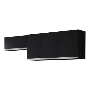 Imagem de Conjunto de Armários Aéreo Cozinha Planejada Lux 120cm e 80cm 100% MDF Preto TX Fosco - Desk Design
