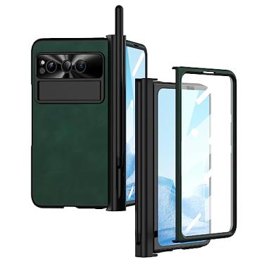 Imagem de Giilgxy Capa para Google Pixel Fold, capa de couro com proteção de dobradiça magnética com suporte, compatível com Google Pixel Fold 2023 (verde)