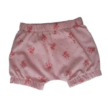 Imagem de Shorts bebê menina saruel com elástico floral vermelho tecido plano me