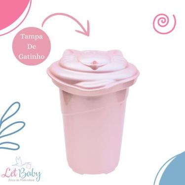 Imagem de Cesto de roupas bebê organizador infantil com tampa plastibaby 36l - m