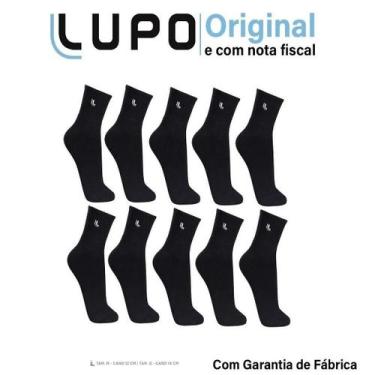 Imagem de Kit Com 3 Pares Cano Médio Meias Lupo Algodão Unissex 3245, Preto, G