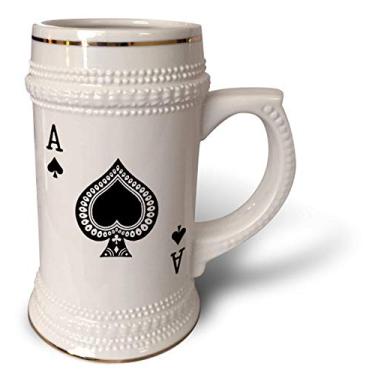 Imagem de 3dRose Ace Playing Black Spade Suit - Presentes para Jogadores de Cartas de Poker Bridge Games-Caneca Stein, 530 g (STN_76552_1), 655 g, branco