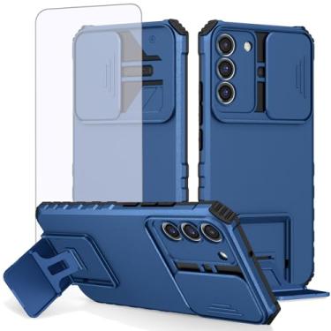 Imagem de GTBDEKI Capa para Galaxy S22 Plus, capa para Samsung S22+ 5G SM-S906U com protetor de tela e capa de câmera deslizante, suporte de suporte, capa protetora fina à prova de choque para Samsung Galaxy
