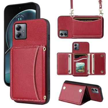 Imagem de Furill Capa de telefone para Motorola Moto G14 capa carteira com alça de ombro transversal e suporte de couro para cartão de crédito bolsa flip bolso fino suporte celular acessórios MotoG14 G 14