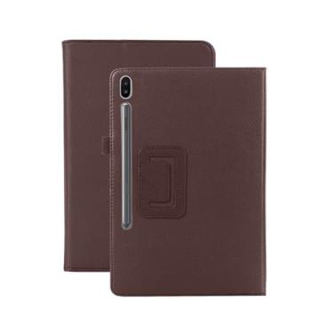 Imagem de ZZOUGYY Capa de tablet para Samsung Galaxy Tab S6 10.5 T860 T865 T867 (versão 2019), capa de couro ultrafina com suporte para Galaxy Tab S6 2019 SM-T860 SM-T865 SM-T867 10,5 polegadas (marrom lítio)