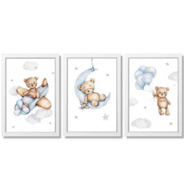 Imagem de Quadro Decorativo Infantil Ursinho Urso Aquarela Aviador - Creative Ca