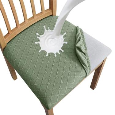 Imagem de SPRINGRICO Capas de assento 100% à prova d'água para cadeira de sala de jantar, conjunto de 6 capas laváveis para cadeiras de cozinha (pacote com 6, à prova d'água, verde escuro)